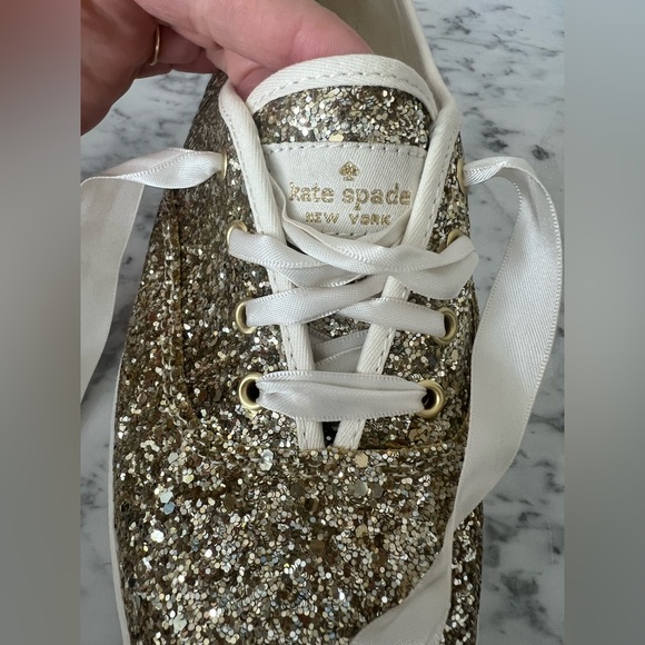 NWT Keds x Kate Spade Champion Glitter Runner in Gold, Size 9 - Picture 7 of 9